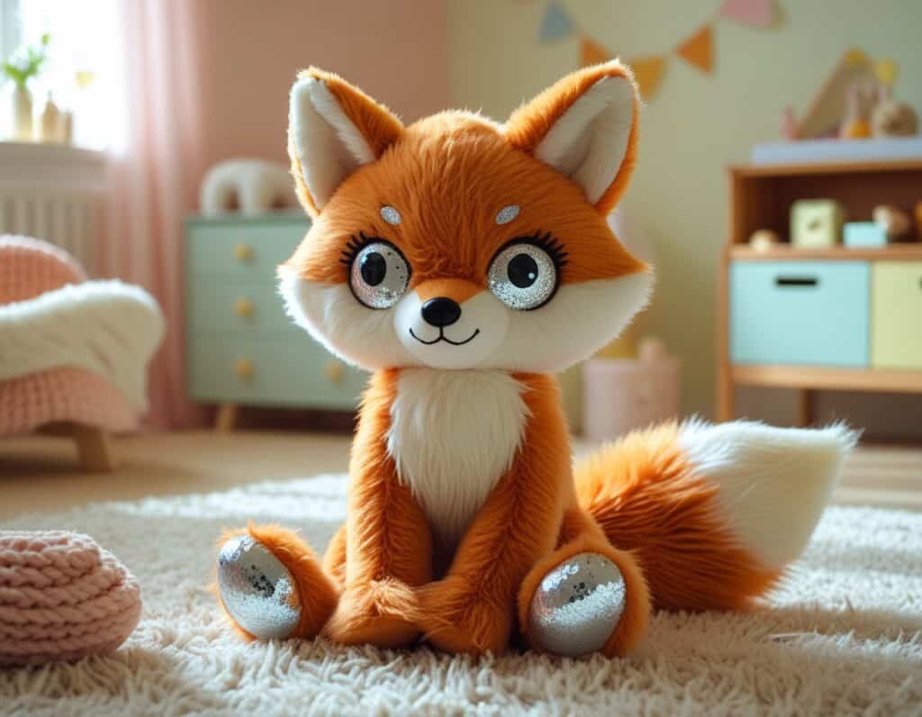 Glubschi Fuchs Plüschtier mit großen Kulleraugen im Kinderzimmer