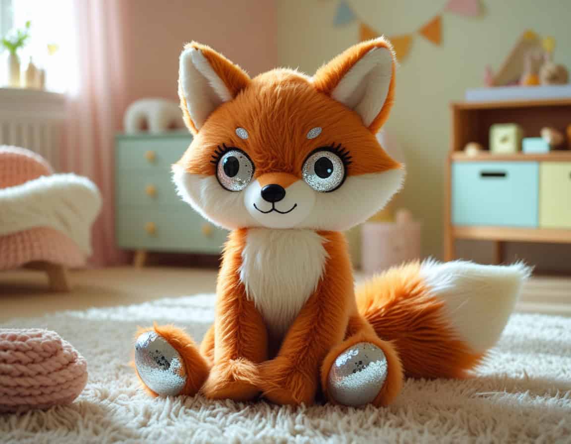 Glubschi Fuchs Plüschtier mit großen Kulleraugen im Kinderzimmer