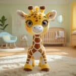 Glubschi Giraffe Plüschtier mit großen Kulleraugen im Kinderzimmer