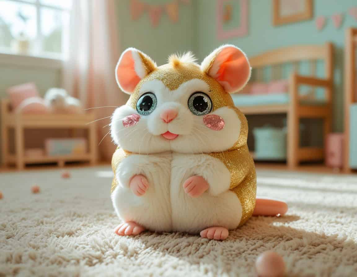 Glubschi Hamster Plüschtier mit großen Kulleraugen im Kinderzimmer