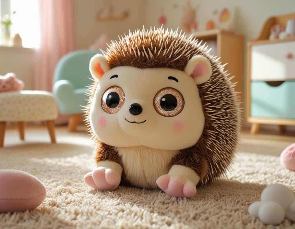 Glubschi Igel Plüschtier mit großen Kulleraugen im Kinderzimmer