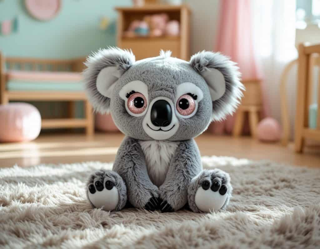 Glubschi Koala Plüschtier mit großen Kulleraugen im Kinderzimmer