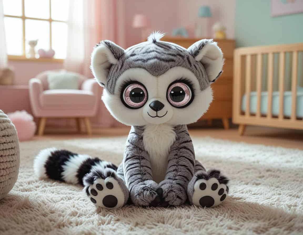 Glubschi Lemur Plüschtier mit großen Kulleraugen im Kinderzimmer