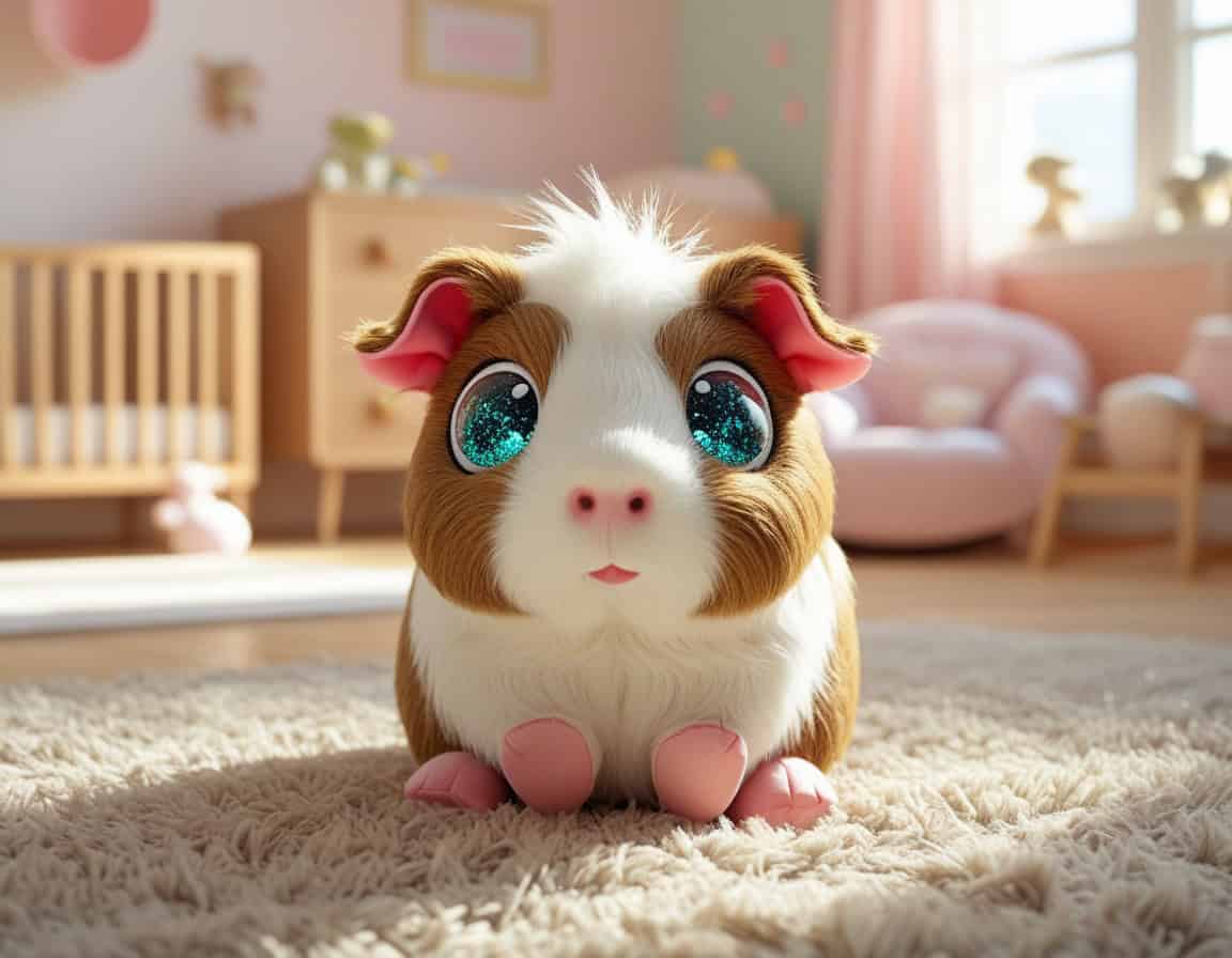 Glubschi Meerschweinchen Plüschtier mit großen Kulleraugen im Kinderzimmer