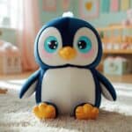 Glubschi Pinguin Plüschtier mit großen Kulleraugen im Kinderzimmer