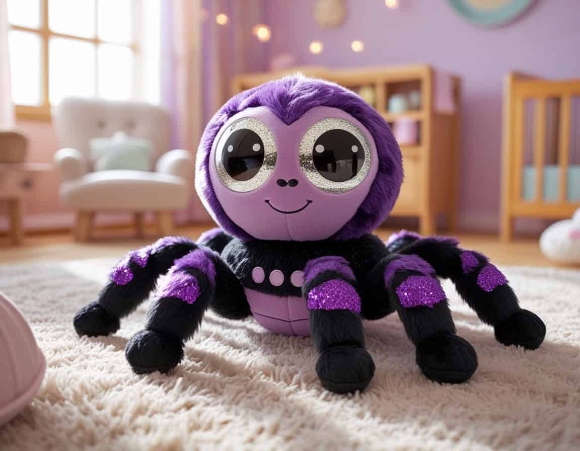 Glubschi Spinne Plüschtier mit großen Kulleraugen im Kinderzimmer