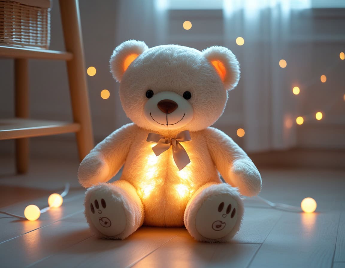 Teddybär mit Licht und Musik im Kinderzimmer
